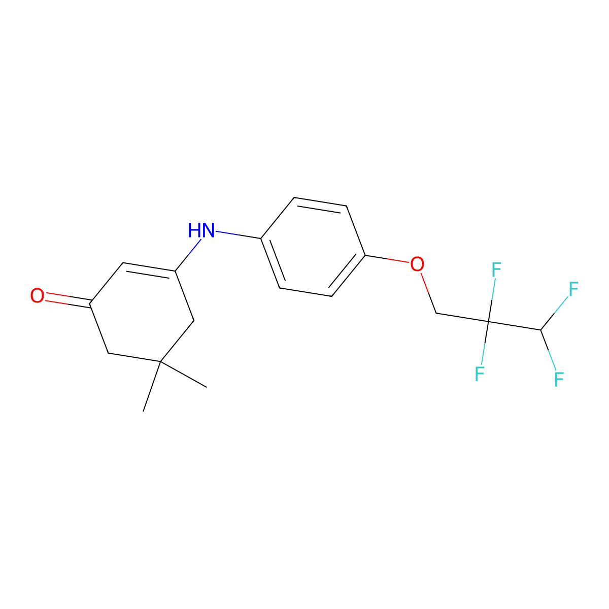 5,5-Dimethyl-3-((4-(2,2,3,3-tetrafluoropropoxy)phenyl)amino)cyclohex-2-enone molecular structure, CAS 300815-68-3
