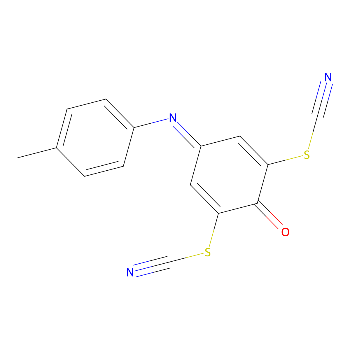 2,6-Dithiocyanato-4-(p-tolylimino)cyclohexa-2,5-dienone molecular structure, CAS 300815-83-2