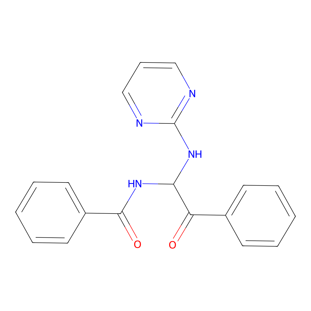 N-[2-oxo-2-phenyl-1-(pyrimidin-2-ylamino)ethyl]benzamide molecular structure, CAS 300816-12-0