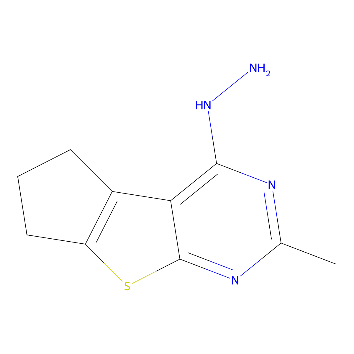 4-hydrazino-2-methyl-6,7-dihydro-5H-cyclopenta[4,5]thieno[2,3-d]pyrimidine molecular structure, CAS 300816-23-3
