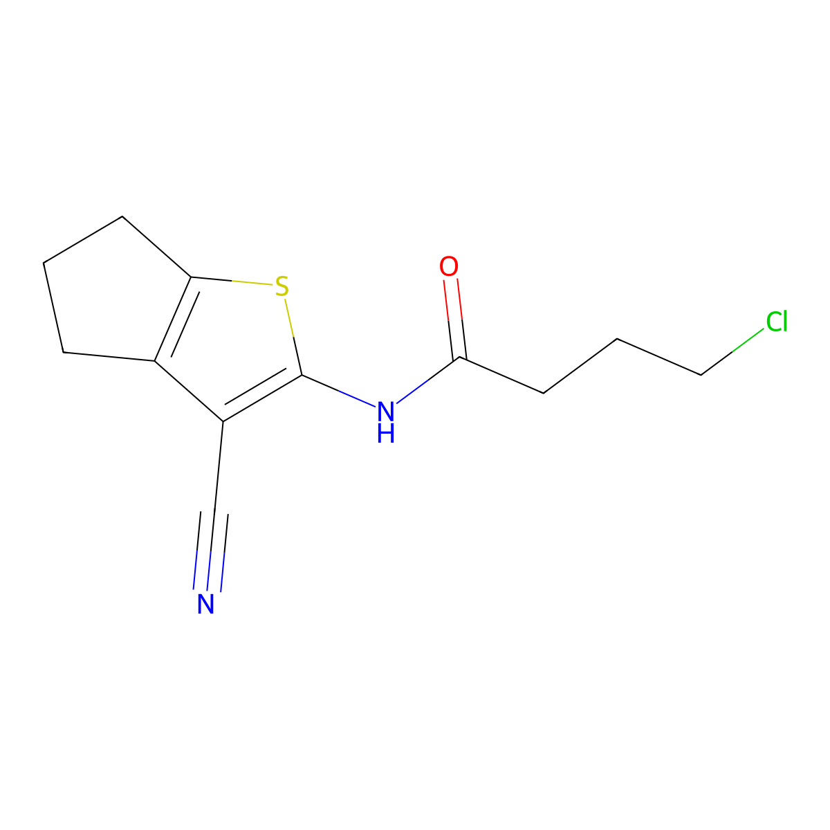 4-chloro-N-(3-cyano-5,6-dihydro-4H-cyclopenta[b]thiophen-2-yl)butanamide molecular structure, CAS 300816-25-5