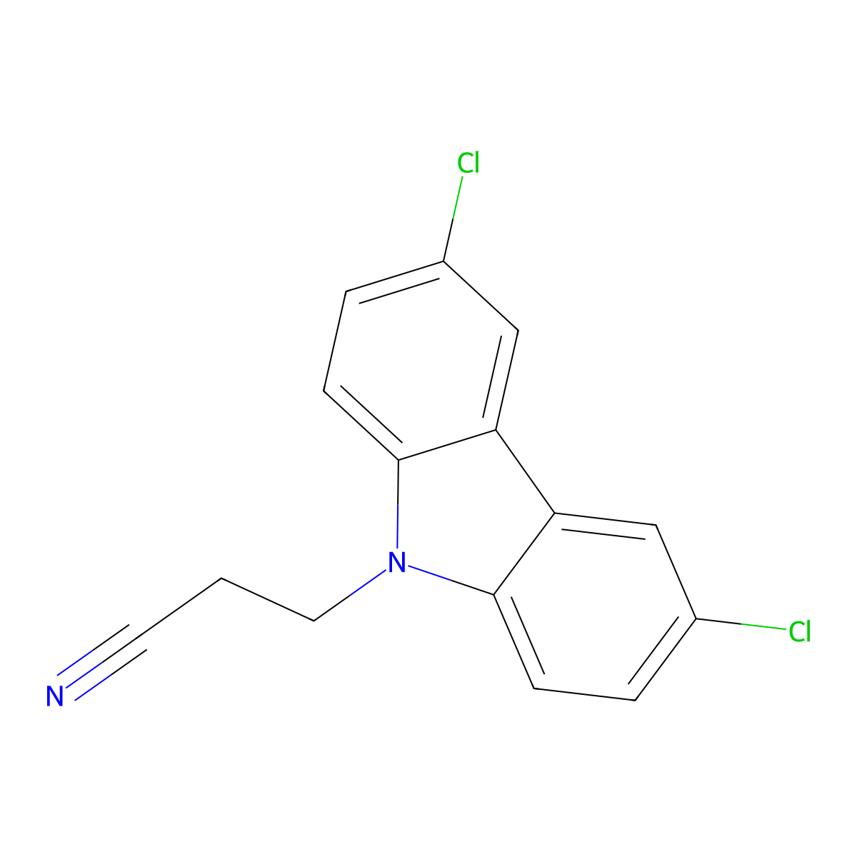 3-(3,6-dichloro-9H-carbazol-9-yl)propanenitrile molecular structure, CAS 300816-41-5