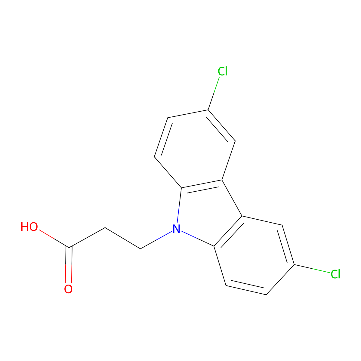 3-(3,6-dichloro-9H-carbazol-9-yl)propanoic acid molecular structure, CAS 300816-42-6