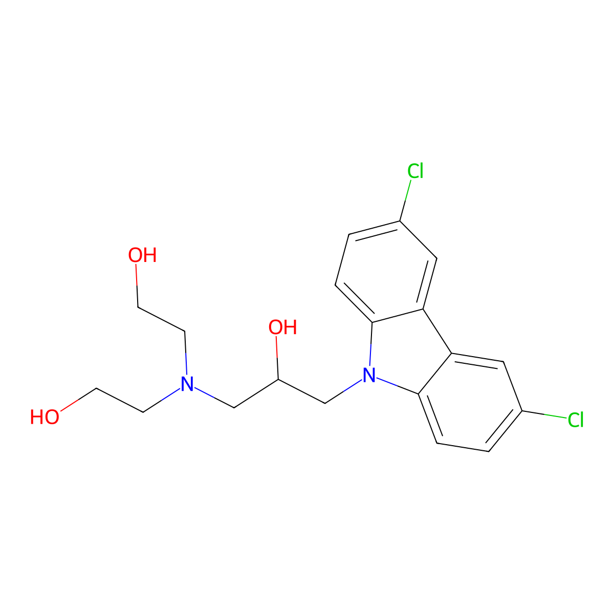 1-[Bis-(2-hydroxy-ethyl)-amino]-3-(3,6-dichloro-carbazol-9-yl)-propan-2-ol molecular structure, CAS 300816-43-7
