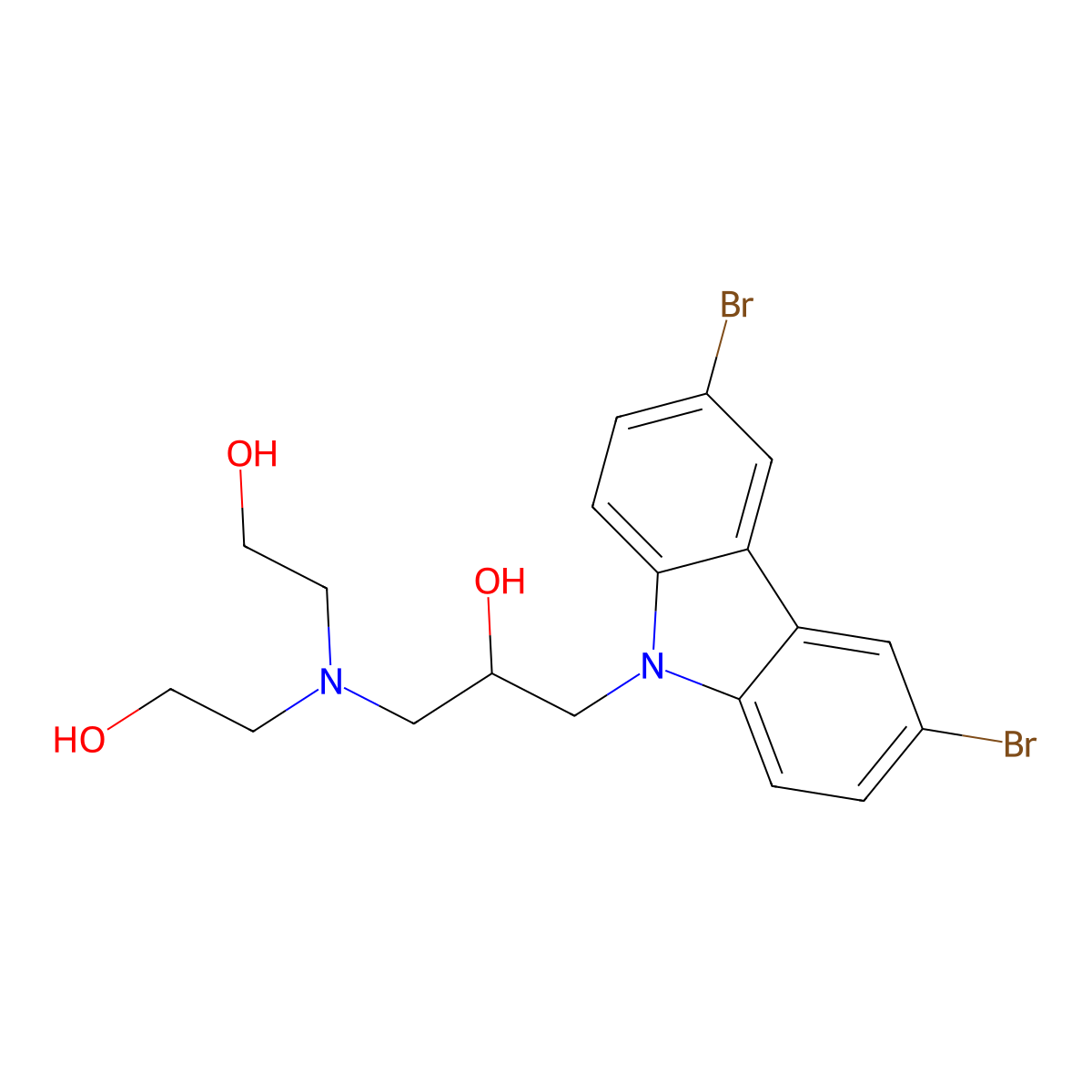 1-[Bis-(2-hydroxy-ethyl)-amino]-3-(3,6-dibromo-carbazol-9-yl)-propan-2-ol molecular structure, CAS 300816-44-8