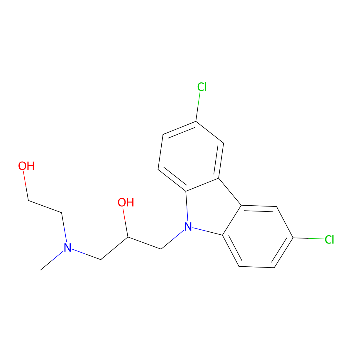 1-(3,6-dichloro-9H-carbazol-9-yl)-3-[(2-hydroxyethyl)(methyl)amino]propan-2-ol molecular structure, CAS 300816-45-9