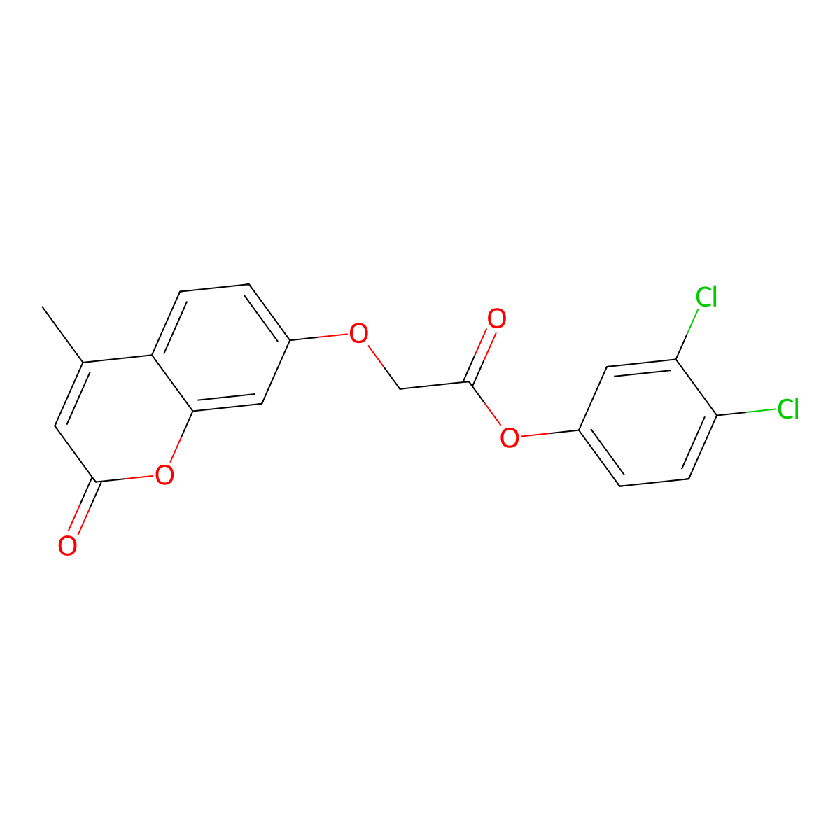3,4-dichlorophenyl [(4-methyl-2-oxo-2H-chromen-7-yl)oxy]acetate molecular structure, CAS 300818-15-9