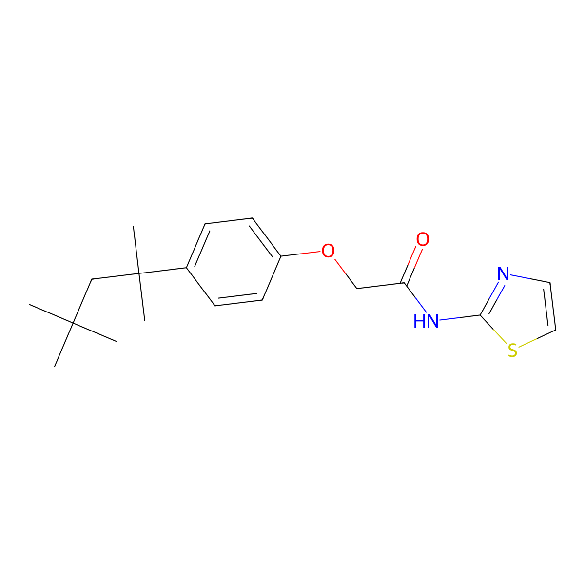 N-(1,3-thiazol-2-yl)-2-[4-(2,4,4-trimethylpentan-2-yl)phenoxy]acetamide molecular structure, CAS 300818-16-0