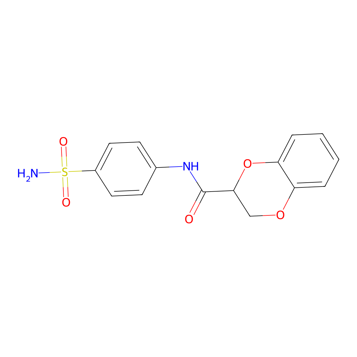 N-(4-sulfamoylphenyl)-2,3-dihydrobenzo[b][1,4]dioxine-2-carboxamide molecular structure, CAS 300818-20-6