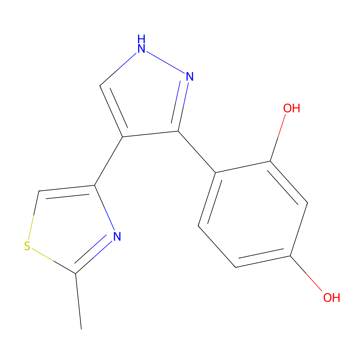 4-[4-(2-Methyl-thiazol-4-yl)-1H-pyrazol-3-yl]-benzene-1,3-diol molecular structure, CAS 300818-32-0