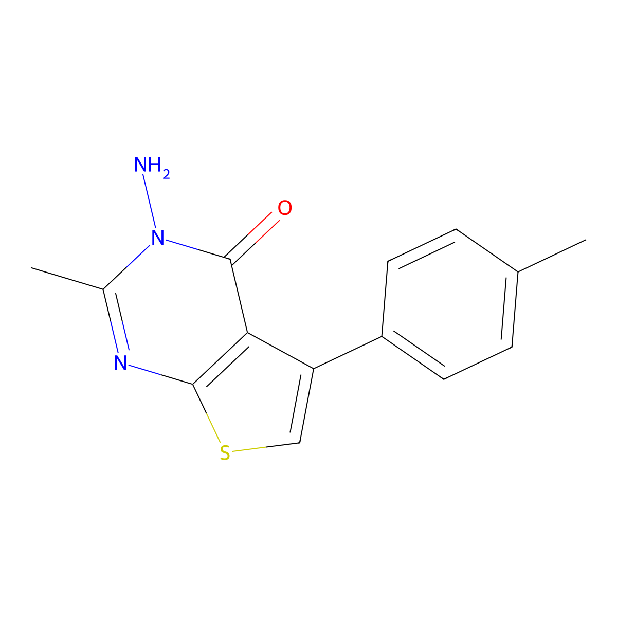 3-amino-2-methyl-5-(4-methylphenyl)-3H,4H-thieno[2,3-d]pyrimidin-4-one molecular structure, CAS 300818-36-4