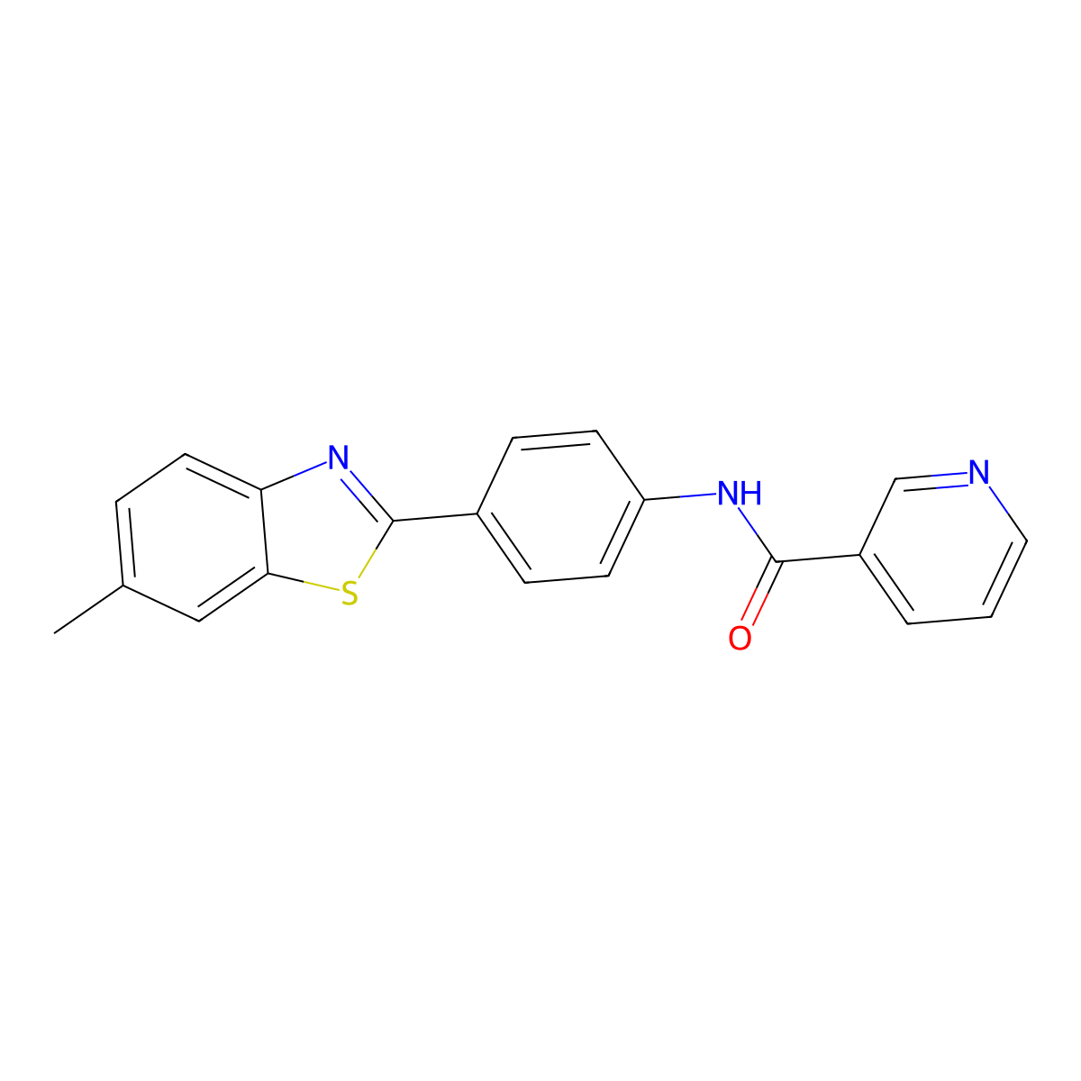 N-[4-(6-methyl-1,3-benzothiazol-2-yl)phenyl]pyridine-3-carboxamide molecular structure, CAS 300818-40-0