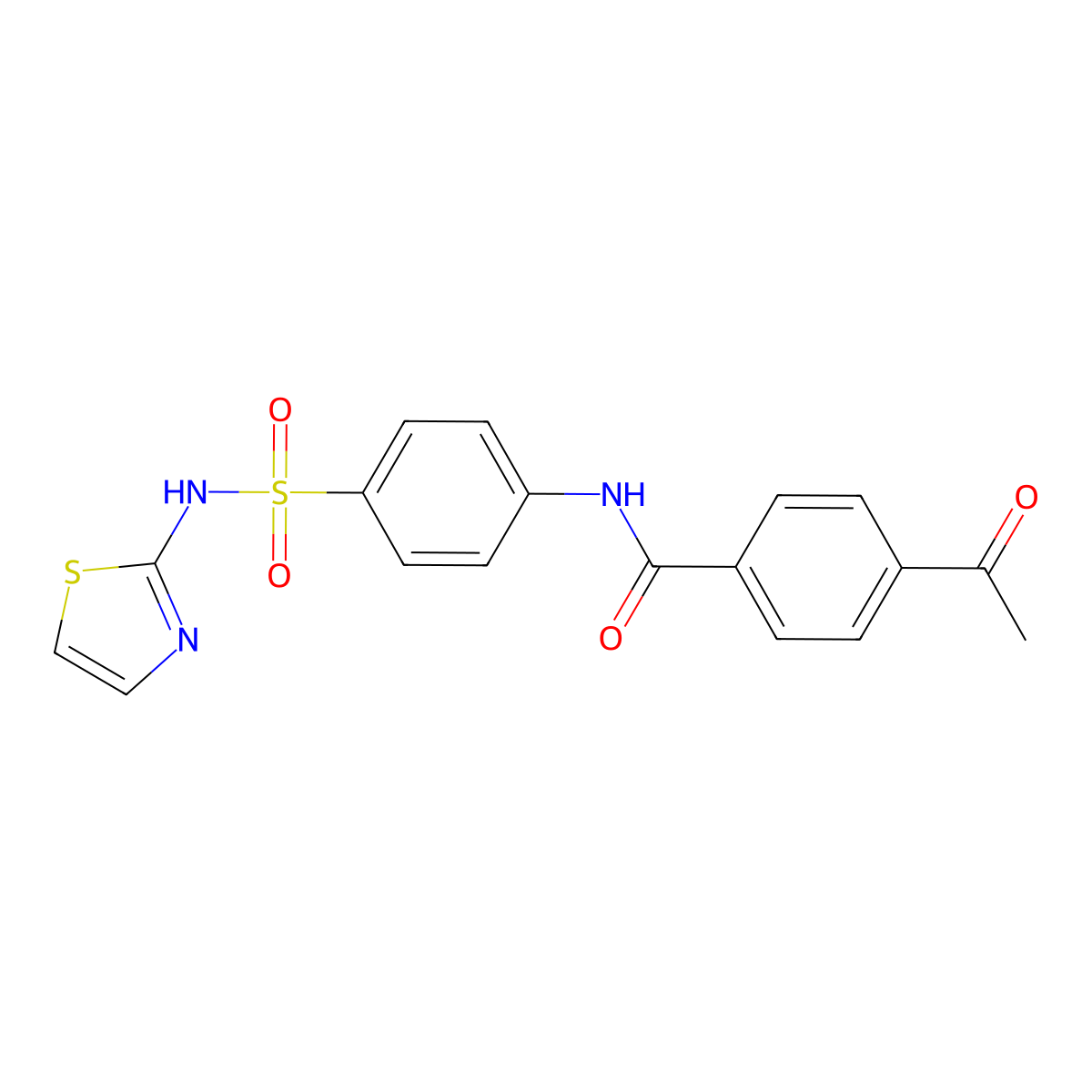 4-acetyl-N-(4-(N-(thiazol-2-yl)sulfamoyl)phenyl)benzamide molecular structure, CAS 300818-48-8