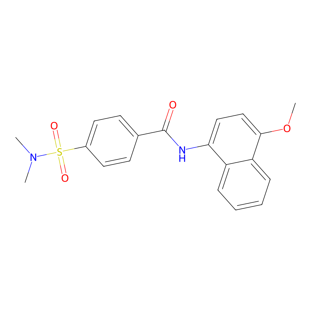 4-(N,N-dimethylsulfamoyl)-N-(4-methoxynaphthalen-1-yl)benzamide molecular structure, CAS 300818-64-8