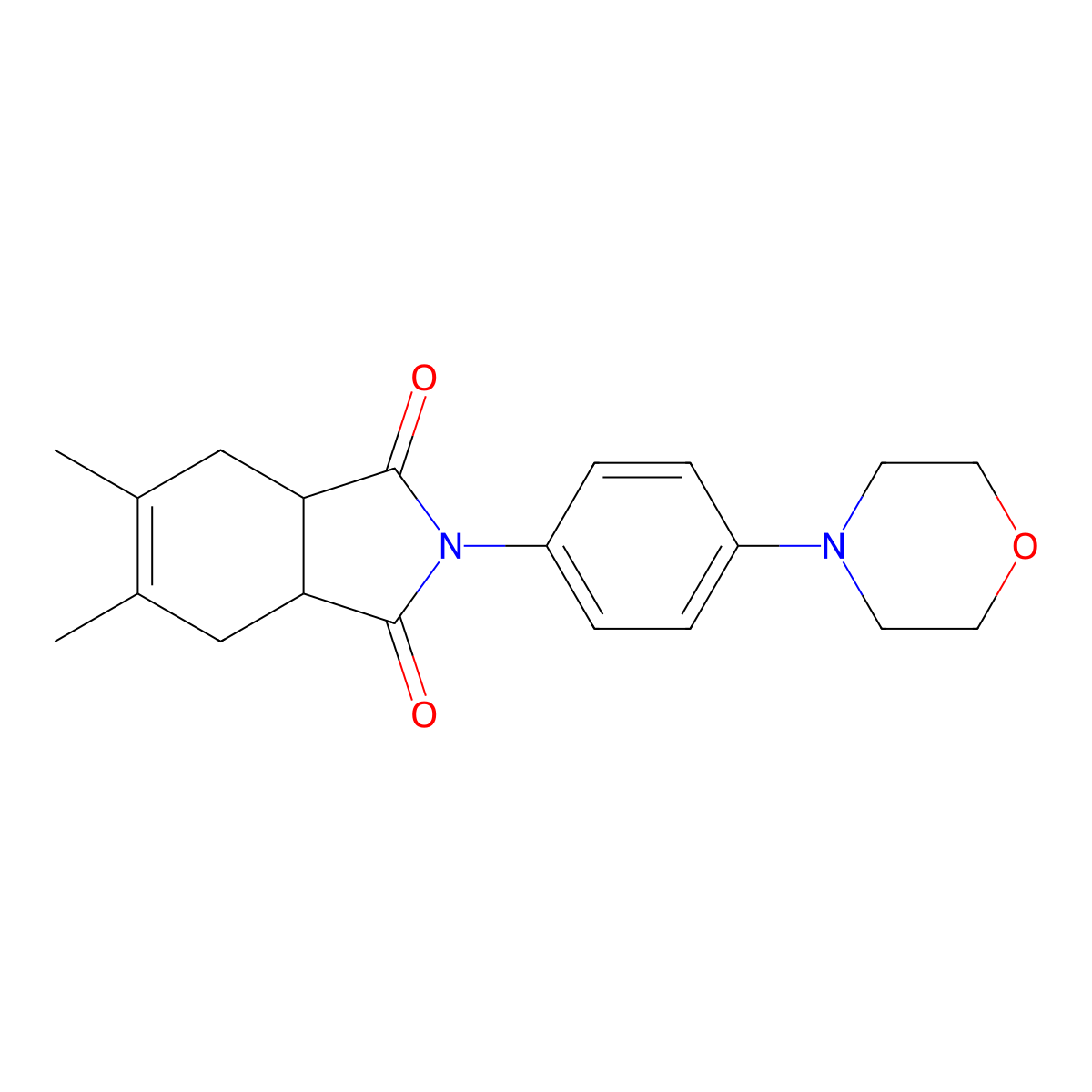 5,6-dimethyl-2-[4-(morpholin-4-yl)phenyl]-2,3,3a,4,7,7a-hexahydro-1H-isoindole-1,3-dione molecular structure, CAS 300818-82-0