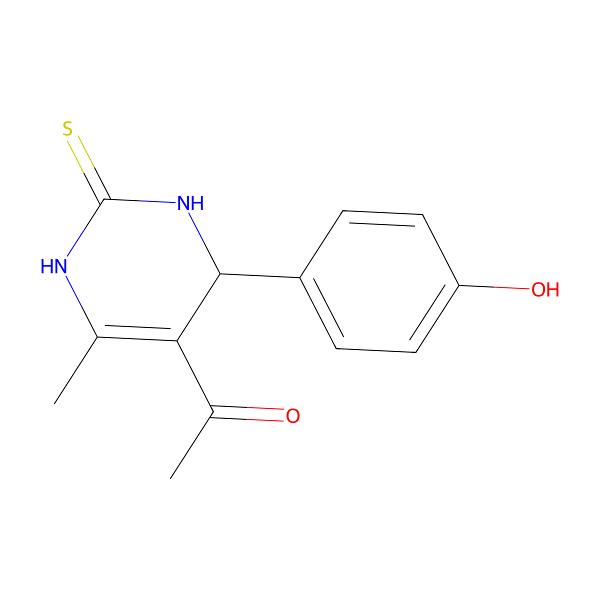 1-[4-(4-Hydroxyphenyl)-6-methyl-2-thioxo-1,2,3,4-tetrahydro-5-pyrimidinyl]ethanone molecular structure, CAS 300820-11-5