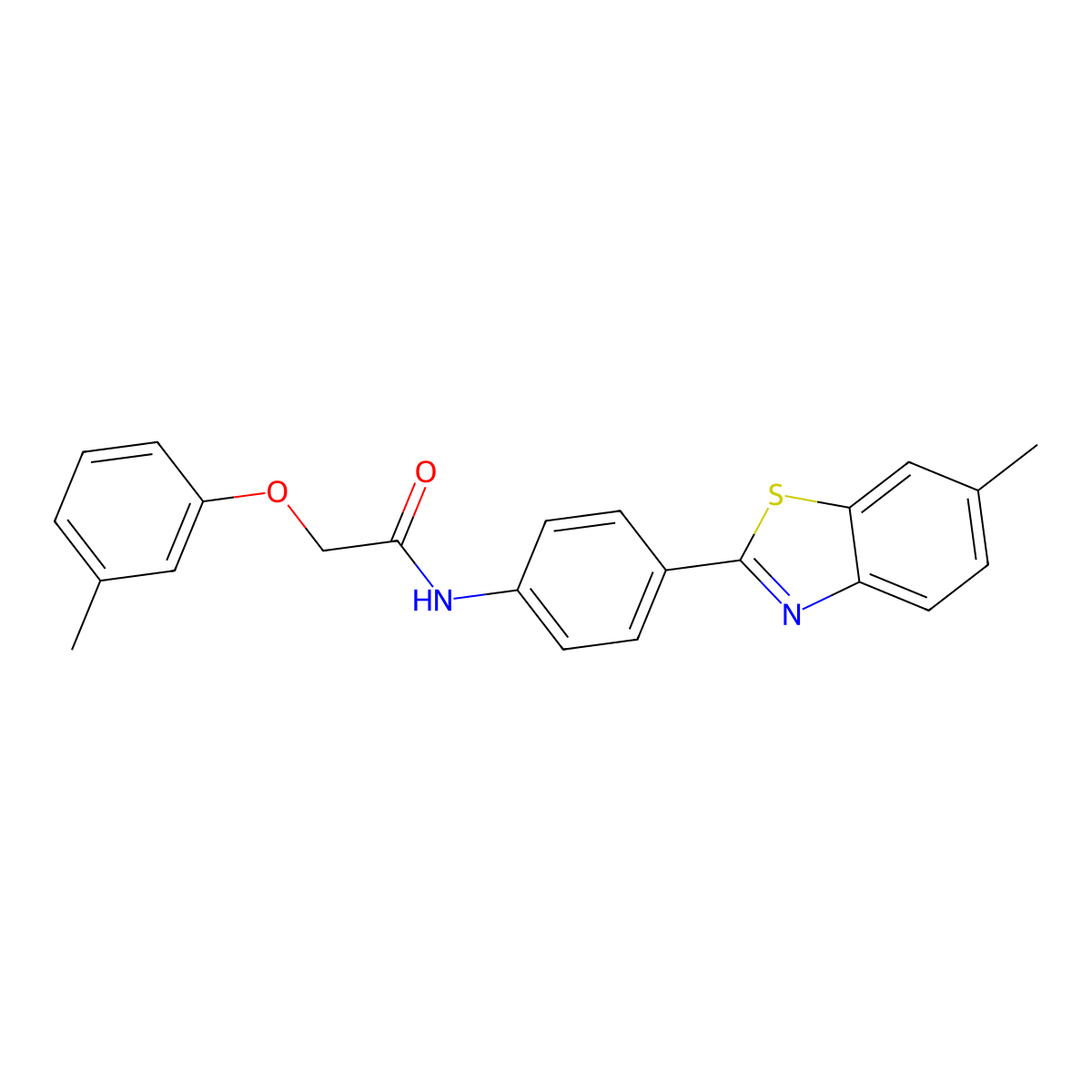 N-[4-(6-methyl-1,3-benzothiazol-2-yl)phenyl]-2-(3-methylphenoxy)acetamide molecular structure, CAS 300820-33-1