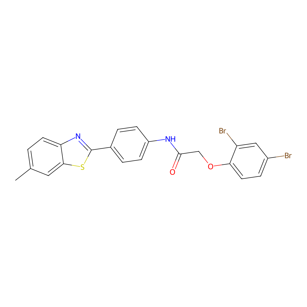 2-(2,4-dibromophenoxy)-N-[4-(6-methyl-1,3-benzothiazol-2-yl)phenyl]acetamide molecular structure, CAS 300820-35-3