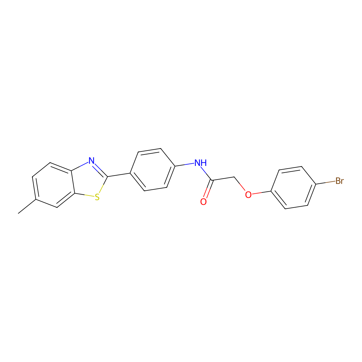 2-(4-Bromo-phenoxy)-N-[4-(6-methyl-benzothiazol-2-yl)-phenyl]-acetamide molecular structure, CAS 300820-36-4