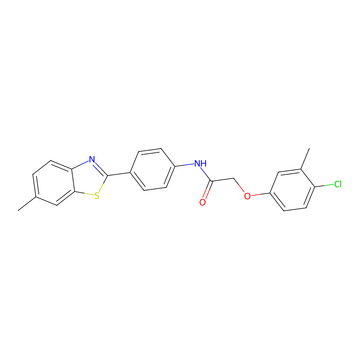 2-(4-chloro-3-methylphenoxy)-N-[4-(6-methyl-1,3-benzothiazol-2-yl)phenyl]acetamide molecular structure, CAS 300820-37-5