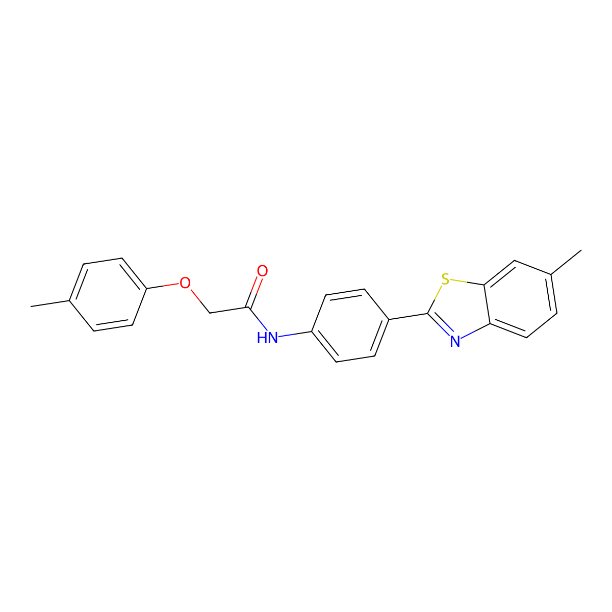 N-[4-(6-methyl-1,3-benzothiazol-2-yl)phenyl]-2-(4-methylphenoxy)acetamide molecular structure, CAS 300820-53-5