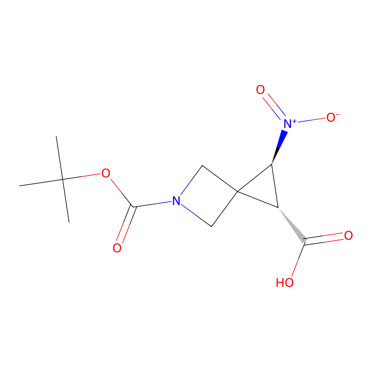 trans-5-Tert-butoxycarbonyl-2-nitro-5-azaspiro[2.3]hexane-1-carboxylic acid molecular structure, CAS 3008208-47-4