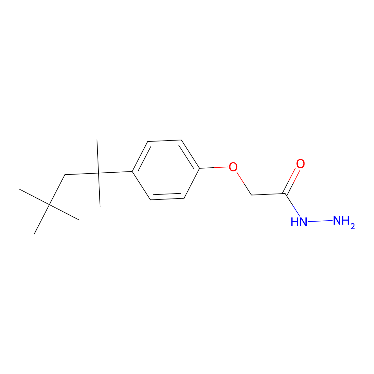 2-[4-(1,1,3,3-Tetramethylbutyl)phenoxy]acetohydrazide molecular structure, CAS 300821-54-9