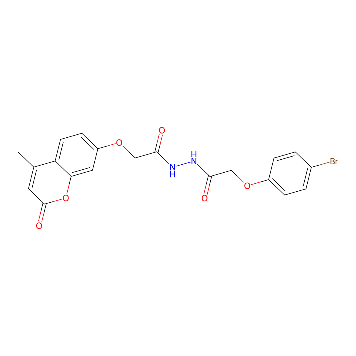 2-(4-bromophenoxy)-N'-(2-((4-methyl-2-oxo-2H-chromen-7-yl)oxy)acetyl)acetohydrazide molecular structure, CAS 300821-79-8