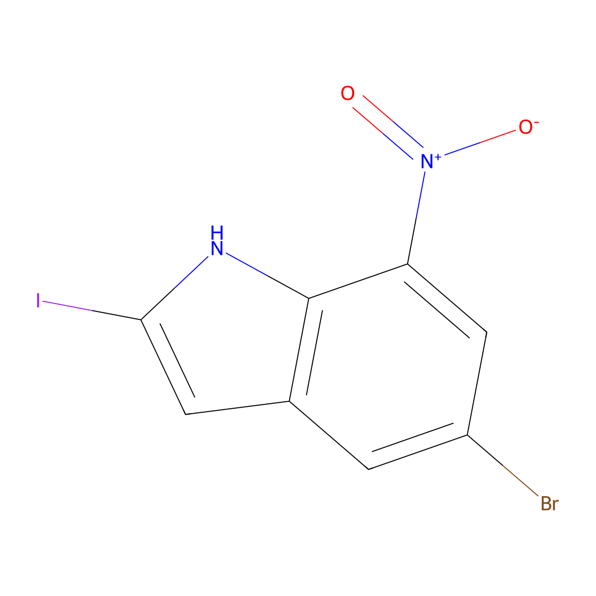 5-Bromo-2-iodo-7-nitro-1H-indole molecular structure, CAS 3008229-72-6