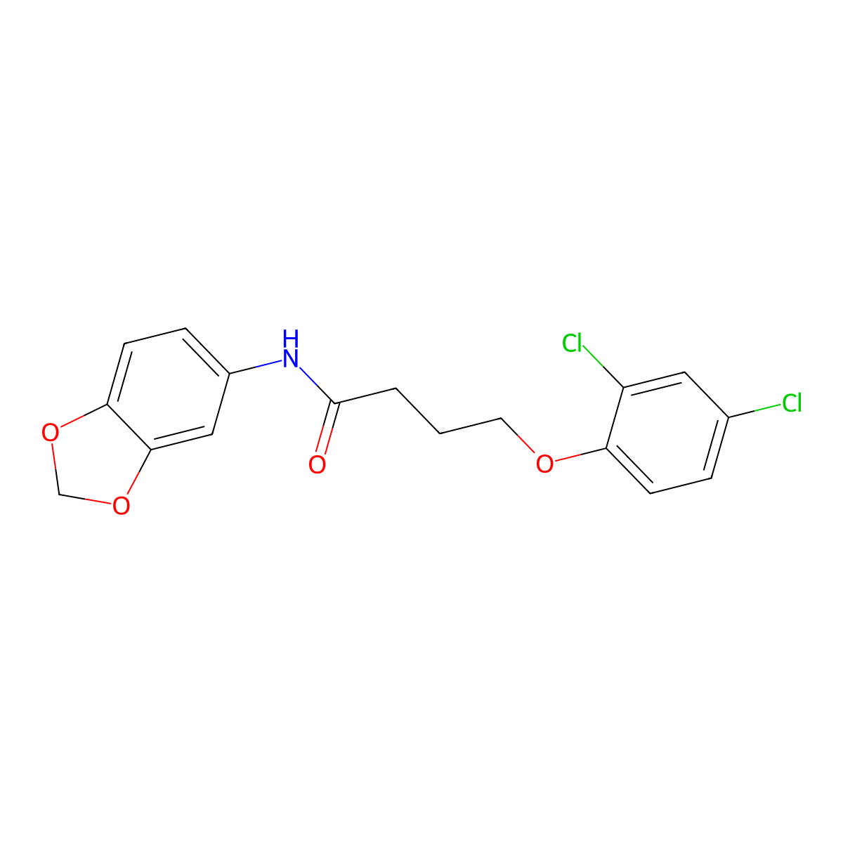 N-(1,3-benzodioxol-5-yl)-4-(2,4-dichlorophenoxy)butanamide molecular structure, CAS 300825-88-1