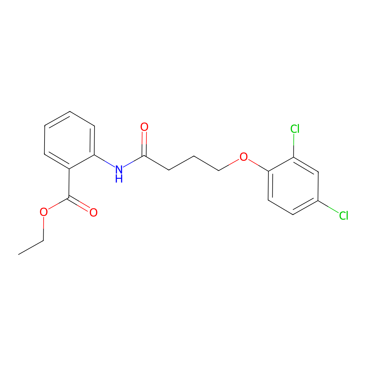 Ethyl 2-[4-(2,4-dichlorophenoxy)butanoylamino]benzoate molecular structure, CAS 300825-92-7