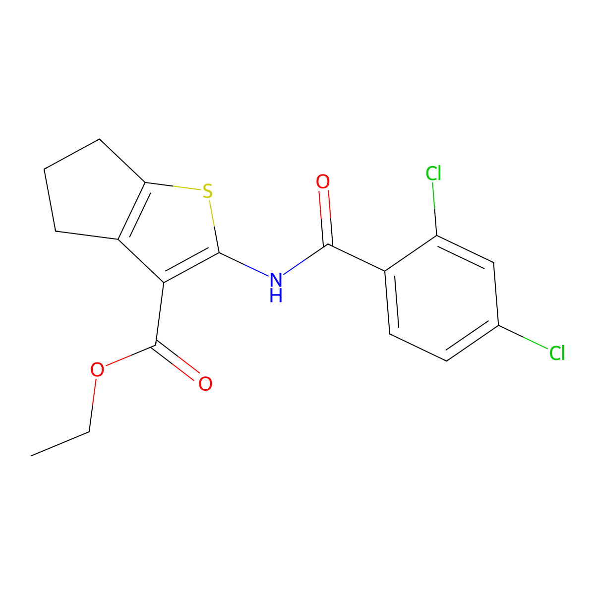ethyl 2-[(2,4-dichlorobenzoyl)amino]-5,6-dihydro-4H-cyclopenta[b]thiophene-3-carboxylate molecular structure, CAS 300826-07-7