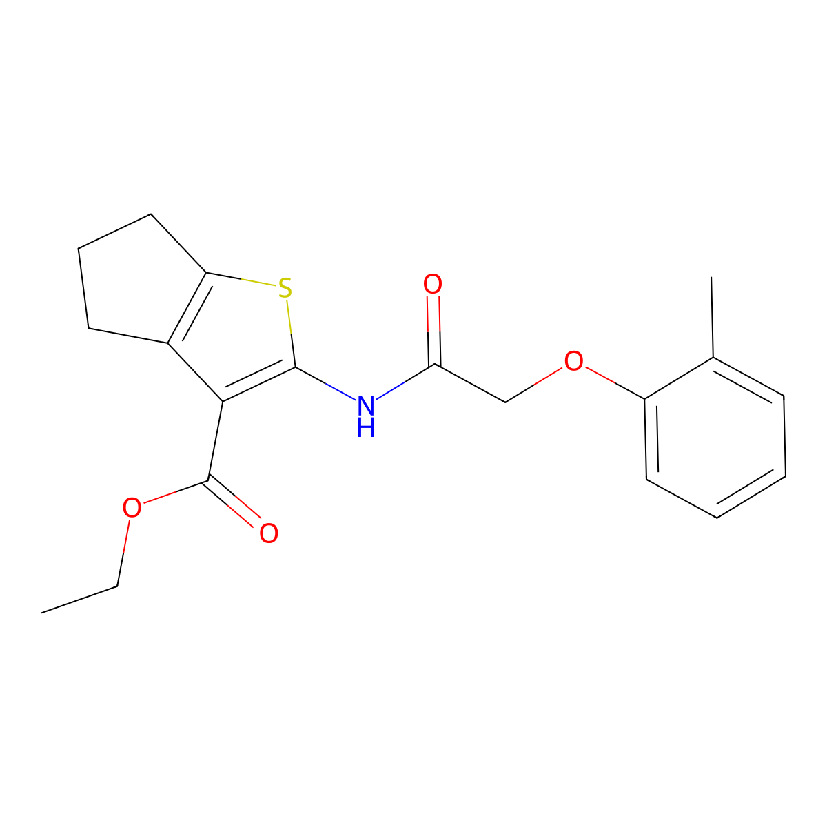 2-(2-o-Tolyloxy-acetylamino)-5,6-dihydro-4H-cyclopenta[b]thiophene-3-carboxylic molecular structure, CAS 300826-09-9