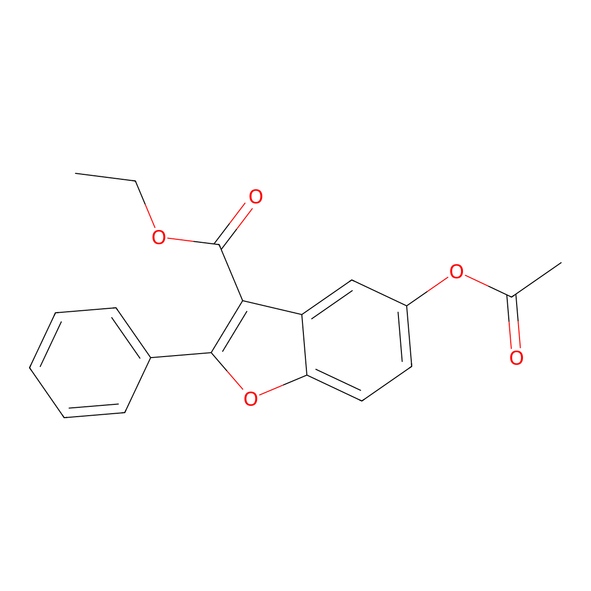Ethyl 5-(acetyloxy)-2-phenyl-1-benzofuran-3-carboxylate molecular structure, CAS 300826-20-4