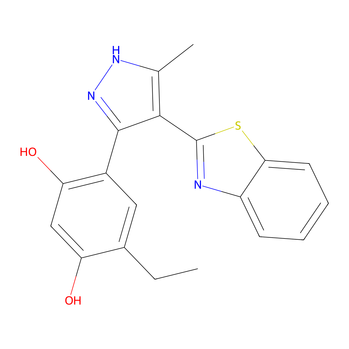 4-(4-Benzothiazol-2-yl-5-methyl-1H-pyrazol-3-yl)-6-ethyl-benzene-1,3-diol molecular structure, CAS 300826-23-7