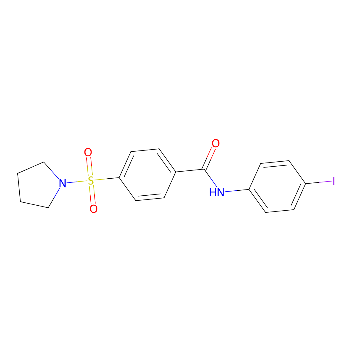 N-(4-iodophenyl)-4-pyrrolidin-1-ylsulfonylbenzamide molecular structure, CAS 300826-60-2