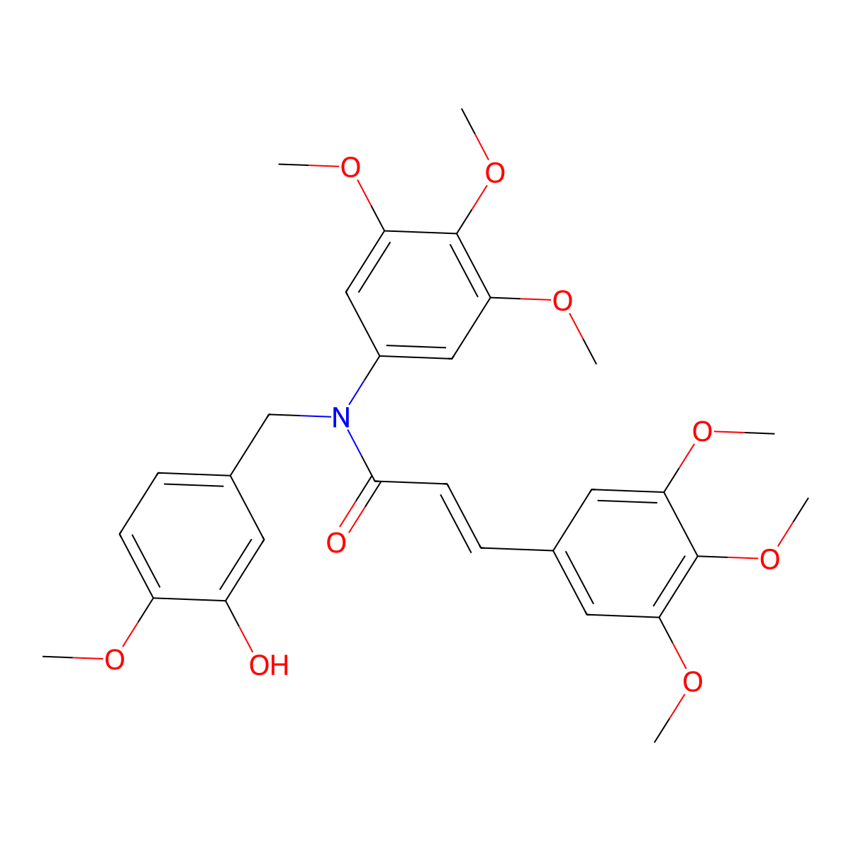 (E)-N-(3-Hydroxy-4-methoxybenzyl)-N,3-bis(3,4,5-trimethoxyphenyl)acrylamide molecular structure, CAS 3008262-76-5