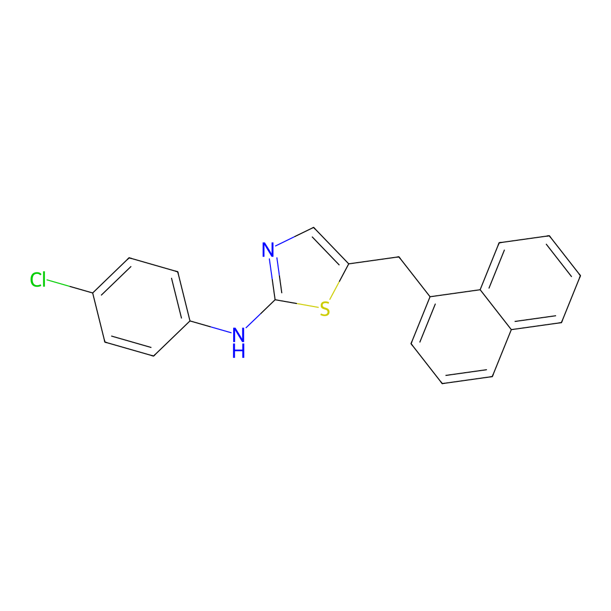 N-(4-chlorophenyl)-5-(naphthalen-1-ylmethyl)-1,3-thiazol-2-amine molecular structure, CAS 300827-56-9