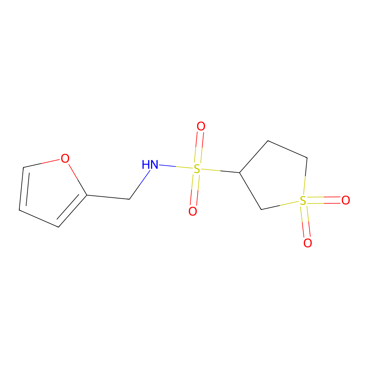 N-[(furan-2-yl)methyl]-1,1-dioxo-1lambda6-thiolane-3-sulfonamide molecular structure, CAS 300827-68-3