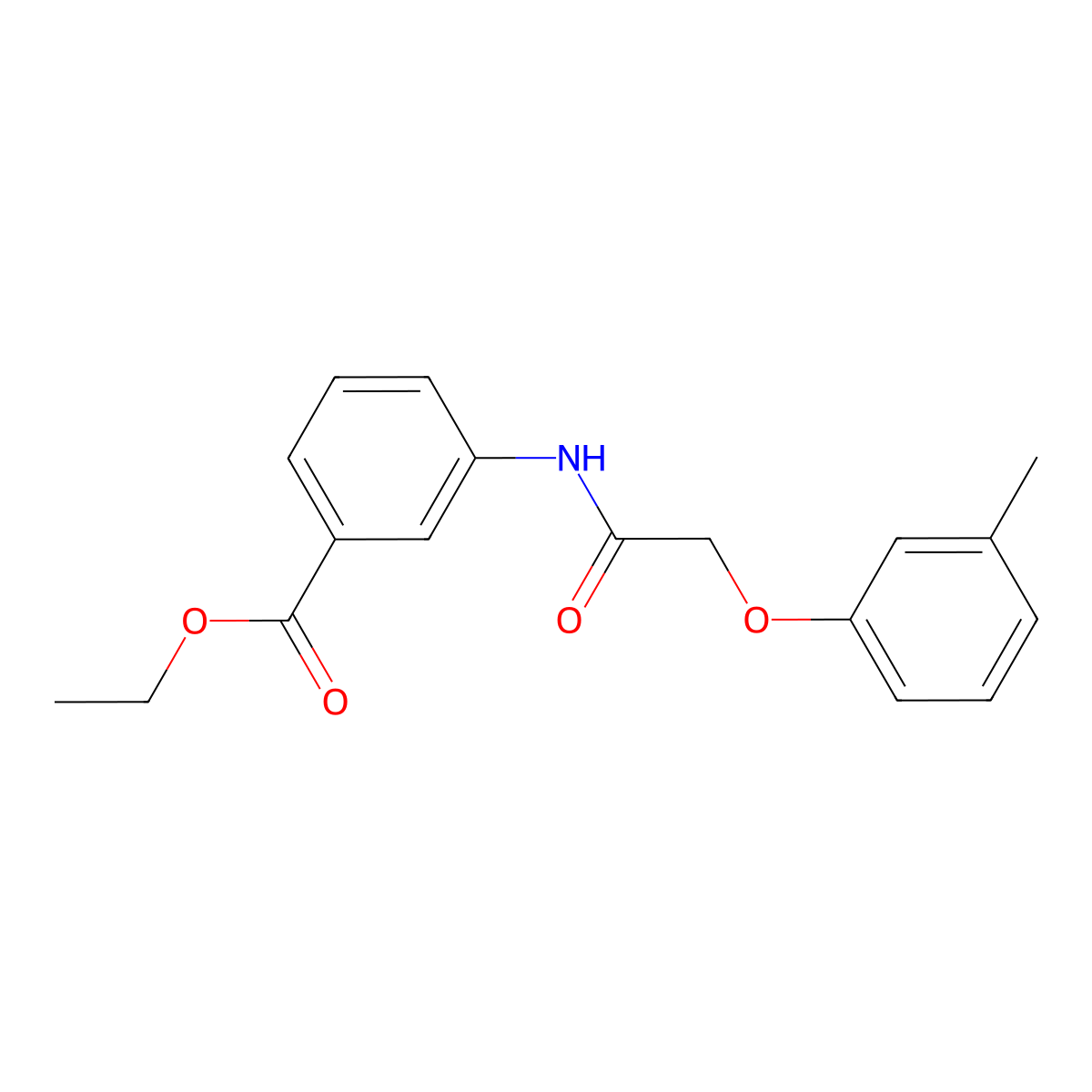 Ethyl 3-{[(3-methylphenoxy)acetyl]amino}benzoate molecular structure, CAS 300827-83-2
