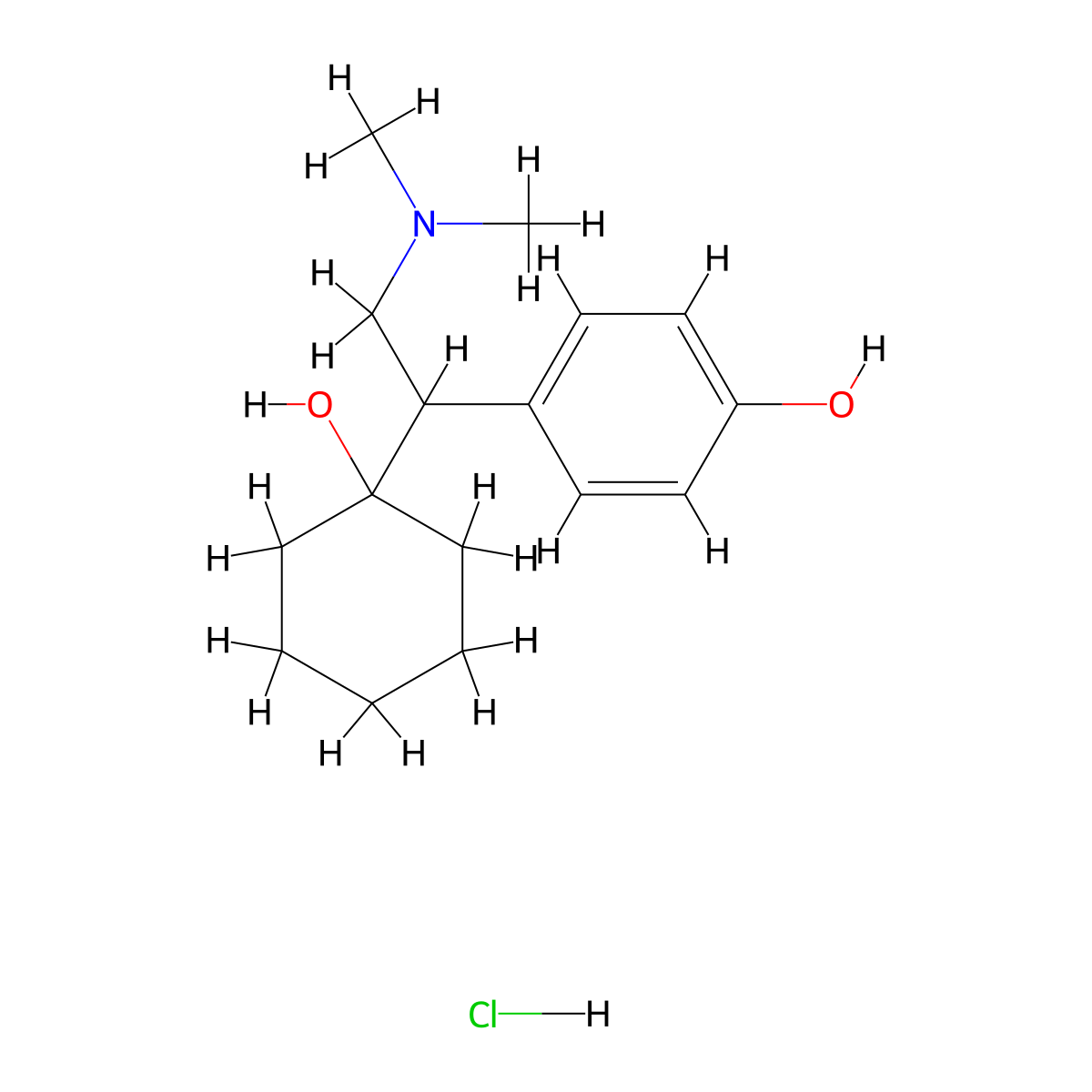 Desvenlafaxine hydrochloride molecular structure, CAS 300827-87-6
