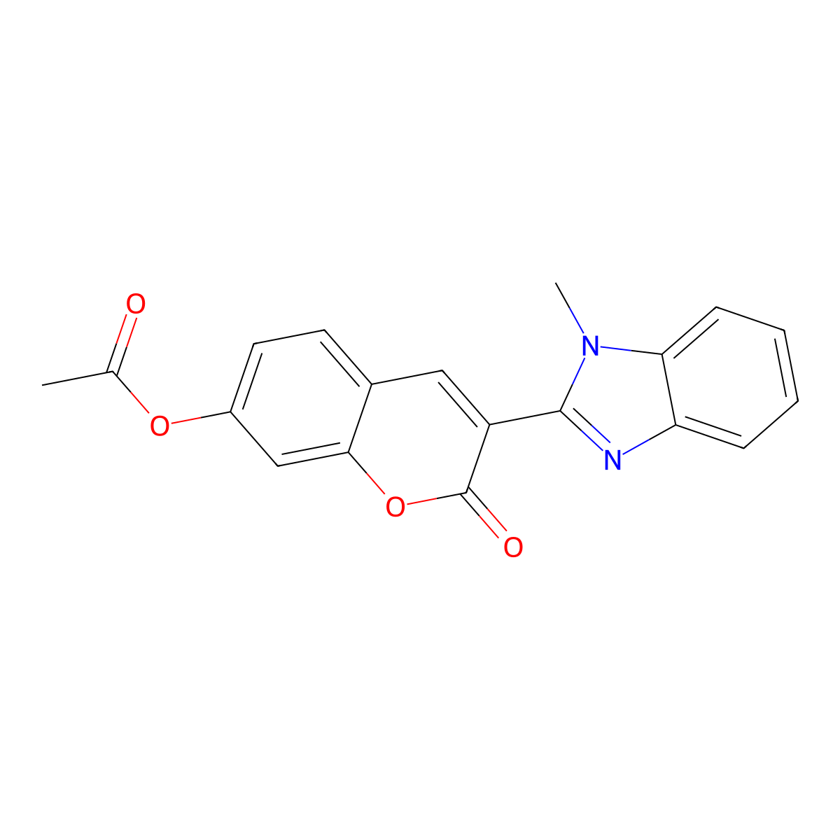 3-(1-Methyl-1H-benzo[d]imidazol-2-yl)-2-oxo-2H-chromen-7-yl acetate molecular structure, CAS 300828-07-3