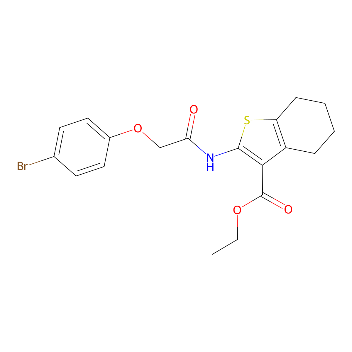Ethyl 2-[2-(4-bromophenoxy)acetamido]-4,5,6,7-tetrahydro-1-benzothiophene-3-carboxylate molecular structure, CAS 300828-30-2
