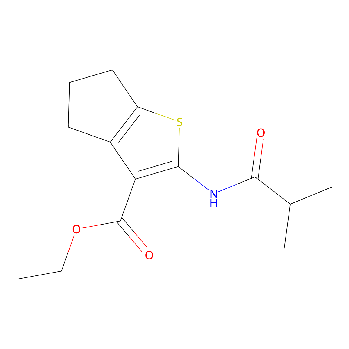 ethyl 2-(2-methylpropanamido)-4H,5H,6H-cyclopenta[b]thiophene-3-carboxylate molecular structure, CAS 300828-67-5