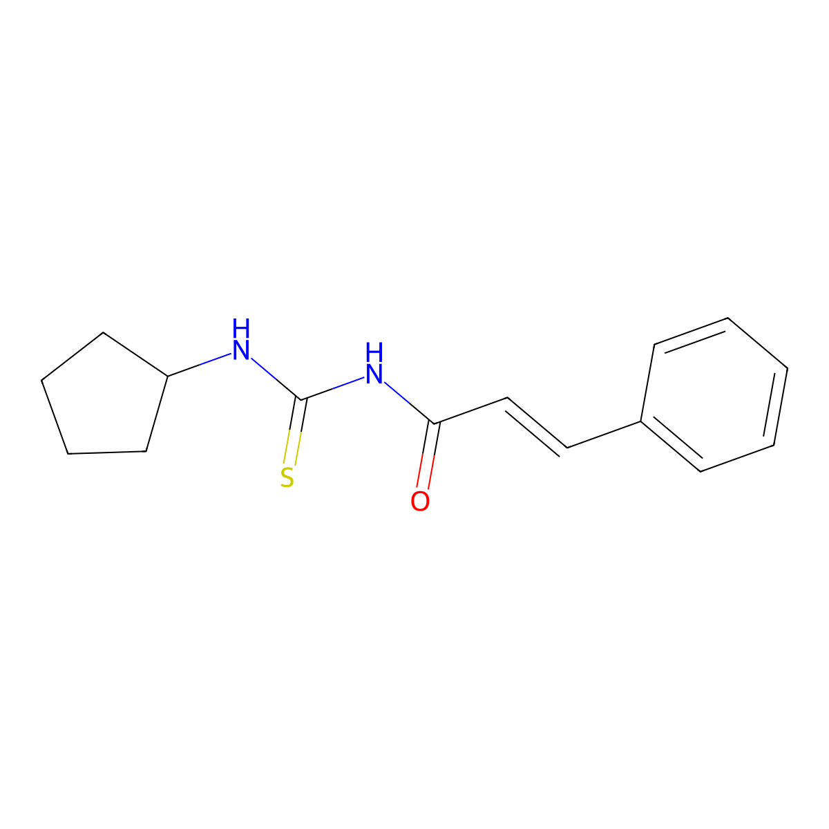 N-(cyclopentylcarbamothioyl)-3-phenylprop-2-enamide molecular structure, CAS 300829-29-2