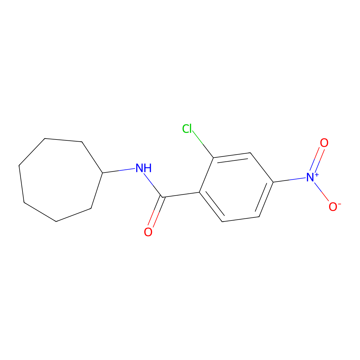 2-chloro-N-cycloheptyl-4-nitrobenzamide molecular structure, CAS 300829-36-1