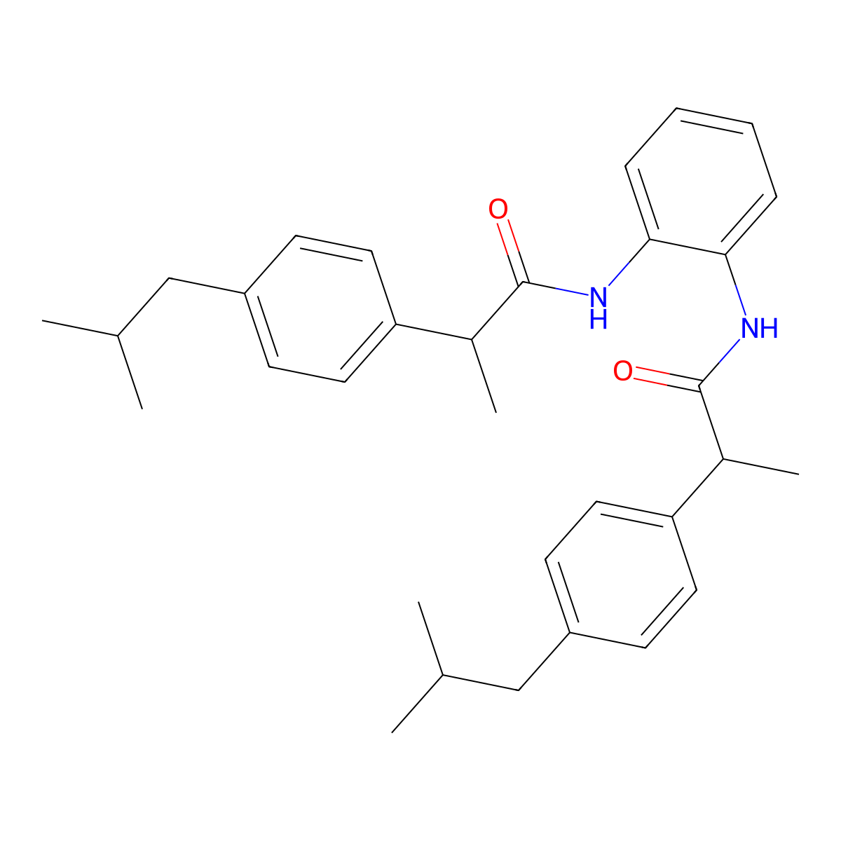 N,N'-(1,2-phenylene)bis(2-(4-isobutylphenyl)propanamide) molecular structure, CAS 300830-05-1