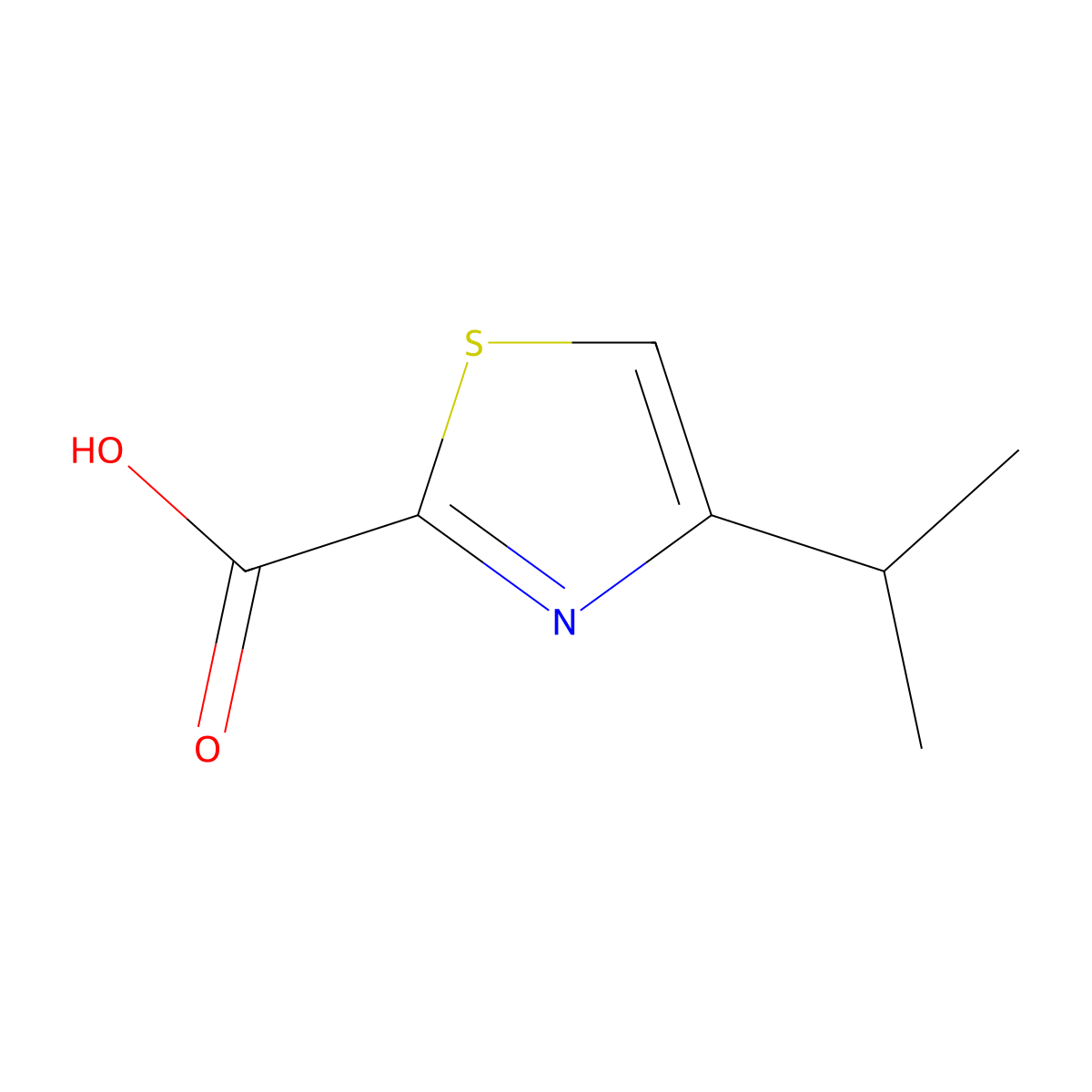 2-Thiazolecarboxylic acid, 4-(1-methylethyl)- molecular structure, CAS 300831-06-5