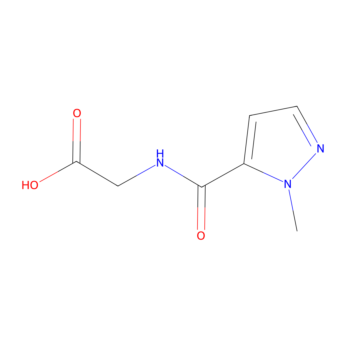 2-[(2-methylpyrazole-3-carbonyl)amino]acetic Acid molecular structure, CAS 300834-31-5