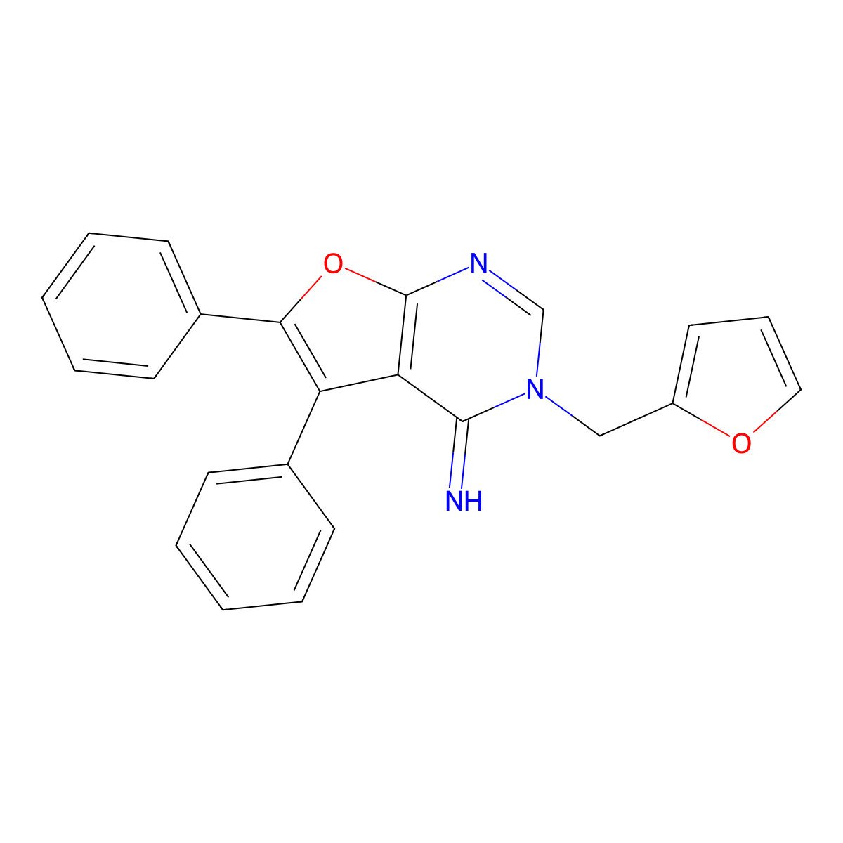 3-(Furan-2-ylmethyl)-5,6-diphenylfuro[2,3-d]pyrimidin-4-imine molecular structure, CAS 300834-32-6